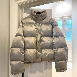 Silver metallic puffy jacket